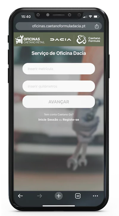 Mockup como marcar serviço de oficina Dacia