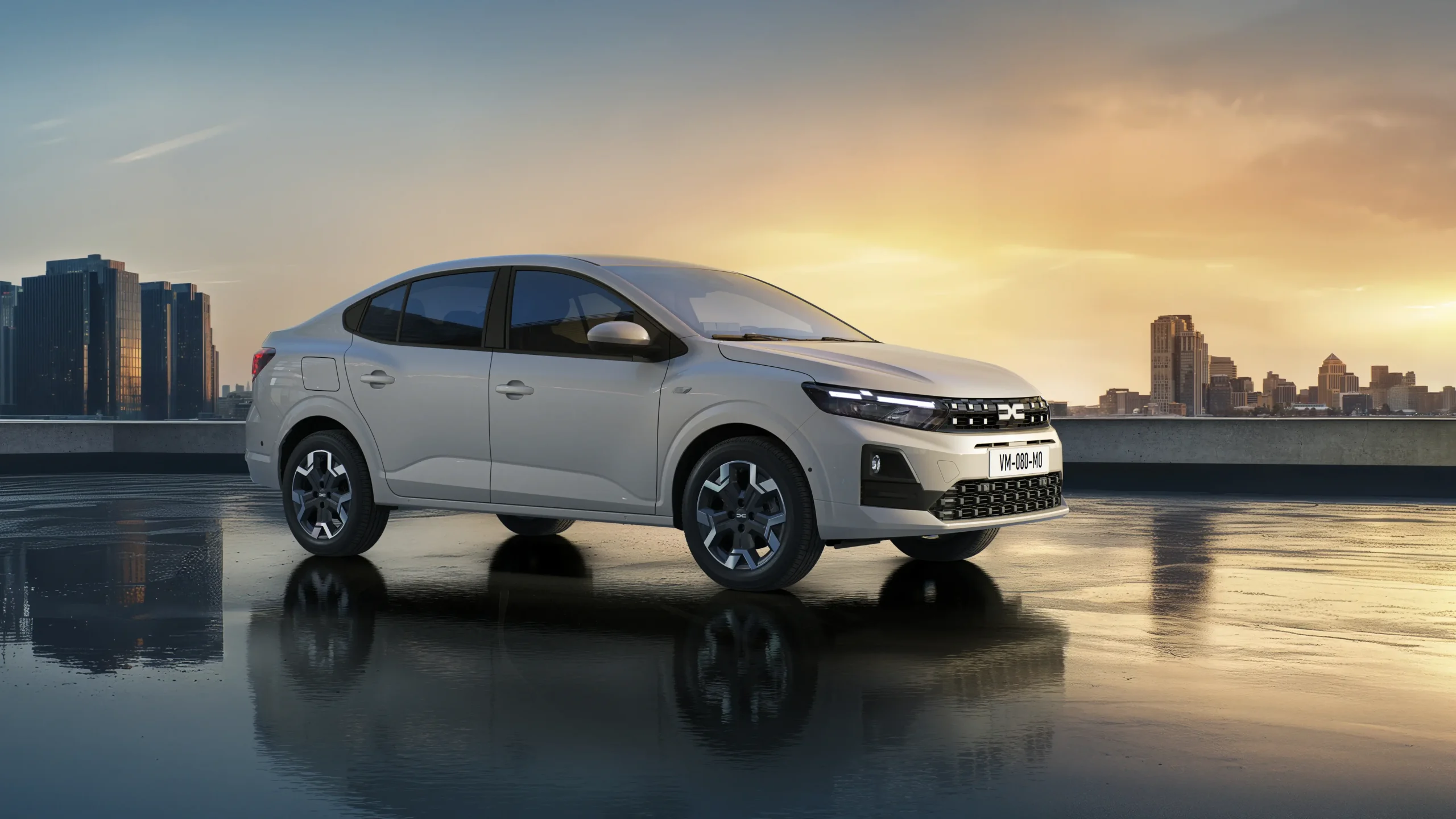 Dacia Logan facelift visto de frente e lateral