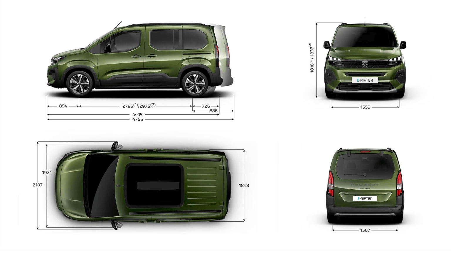 Dimensões Peugeot E-rifter