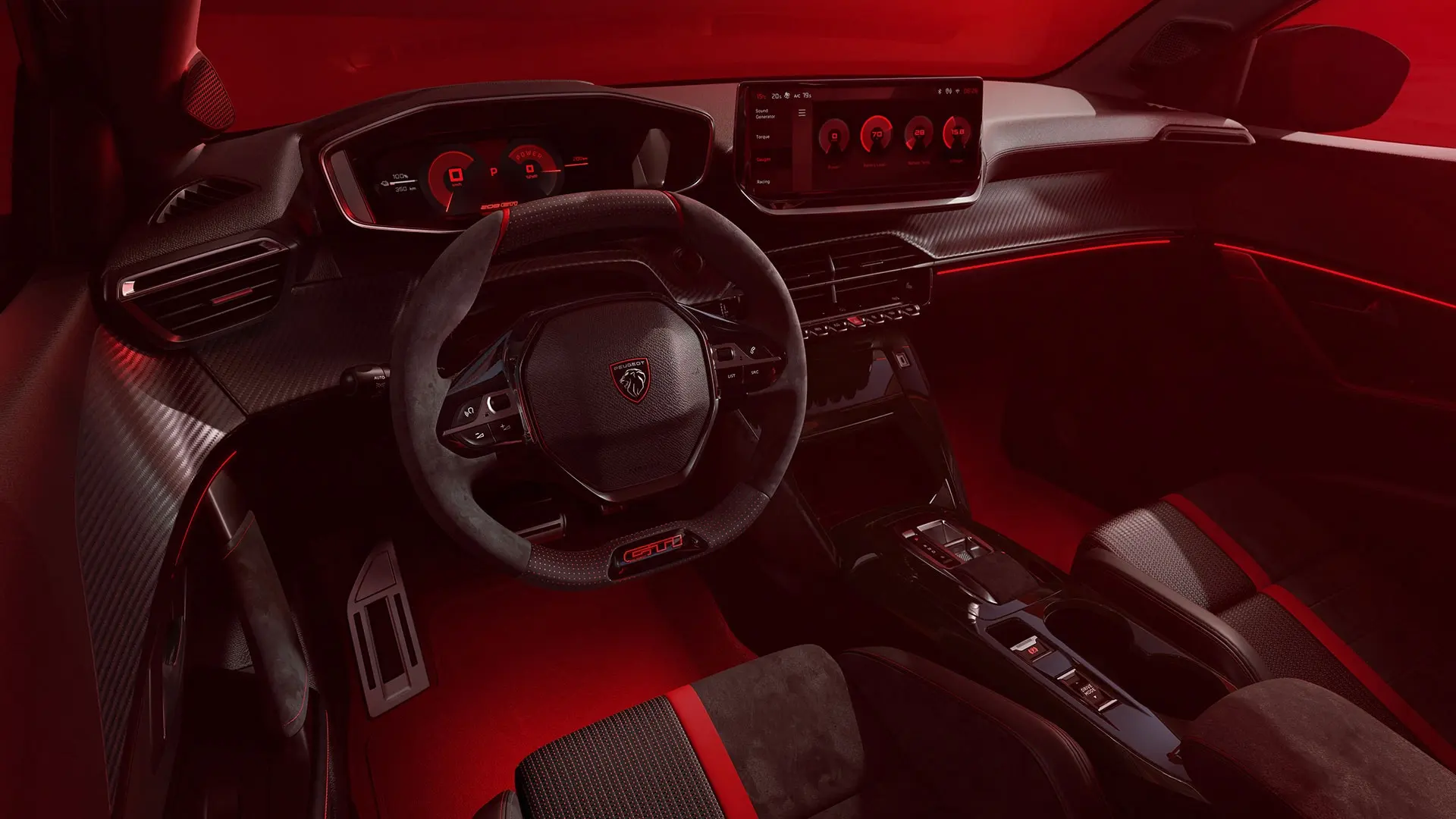 Interior do novo Peugeot E-208 GTi
