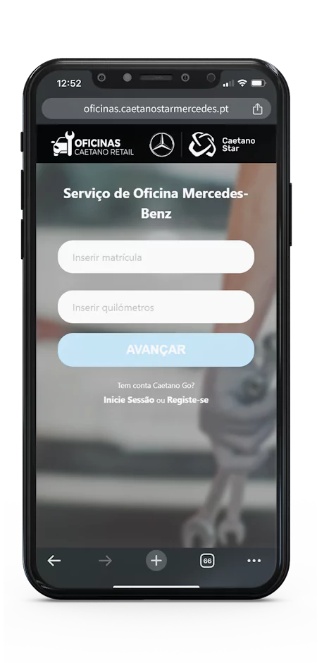 mock-up de marcação de oficina Mercedes